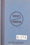 Kent-Owens-Kent-Kent Owens No. 2-20 Hydraulic Milling Operations Set-Up and Maintenance Manual-2-20-2-20 ODS-2-20 V-05